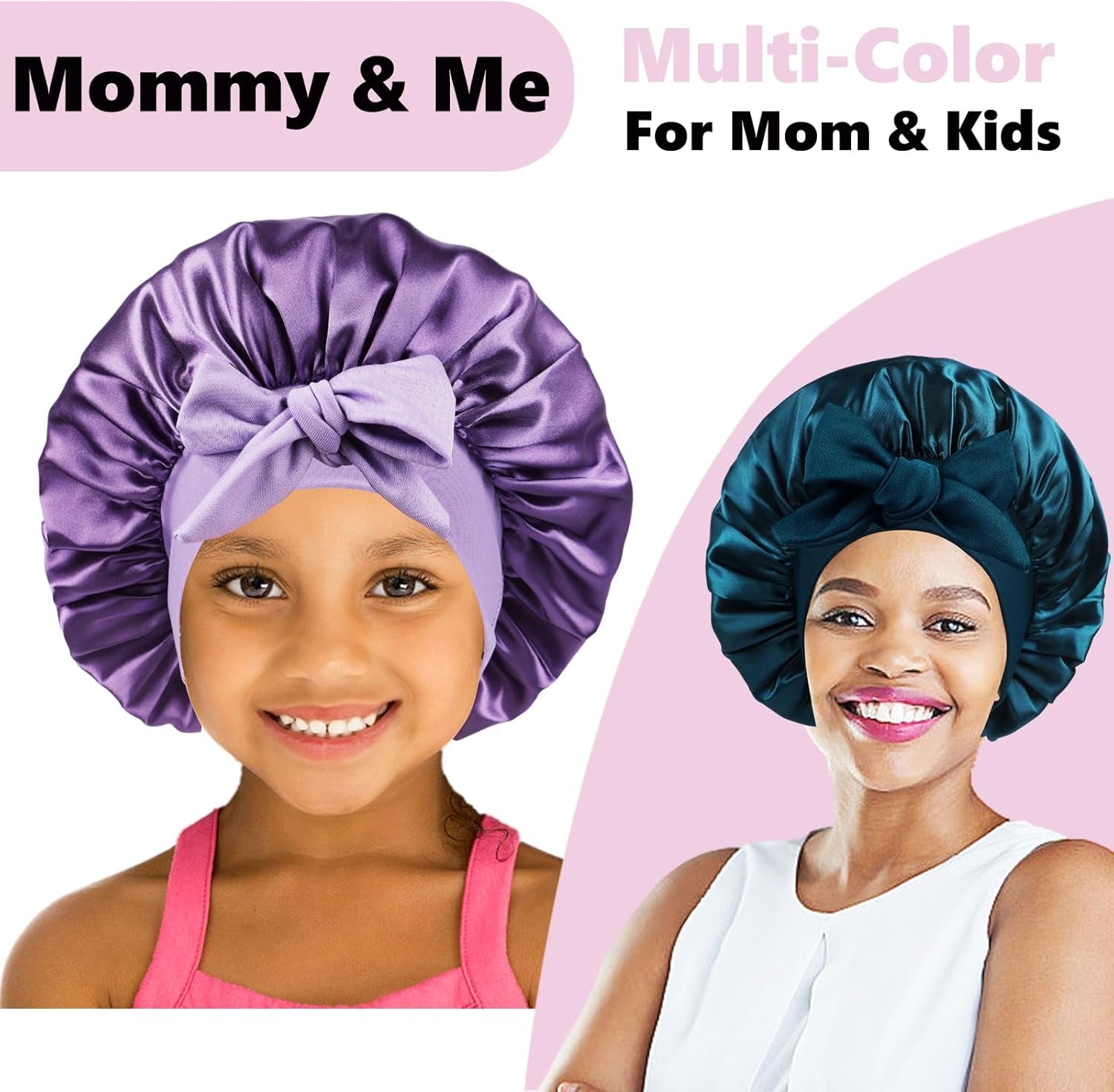 2 PCS Kids Bonnets for Girls,Silk Bonnet for Kids Sleeping Toddler Bonnet with Scrunchies