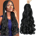 French Curly Braiding Hair 24 Inch 6 Packs Black Loose Wave Bouncy Crochet Hair Pre Stretched 100G/Pack Yaki Curly Braiding Hair for Black Women Hair Extensions (1B)