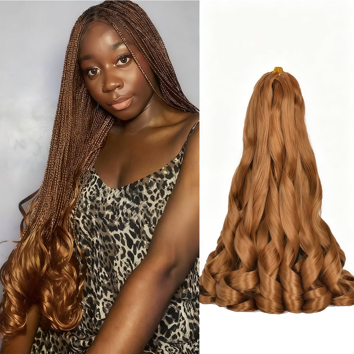 French Curly Braiding Hair 24 Inch 6 Packs Black Loose Wave Bouncy Crochet Hair Pre Stretched 100G/Pack Yaki Curly Braiding Hair for Black Women Hair Extensions (1B)
