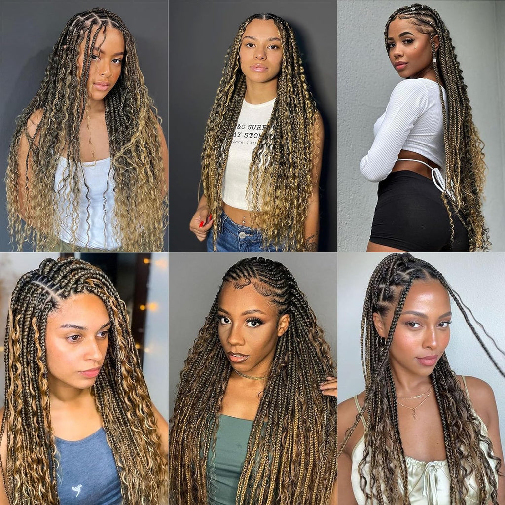 Human Braiding Hair for Boho Braids 4/27 Highlight Ombre Deep Wave Bulk Human Hair 110G 16 Inch Curly Wave Human Hair Extensions No Weft 2 Bundles/Pack