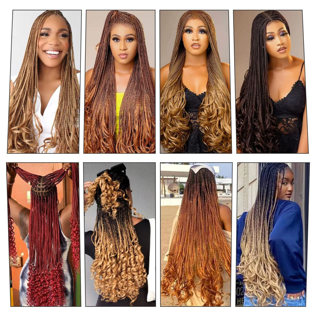 French Curly Braiding Hair 24 Inch 6 Packs Black Loose Wave Bouncy Crochet Hair Pre Stretched 100G/Pack Yaki Curly Braiding Hair for Black Women Hair Extensions (1B)
