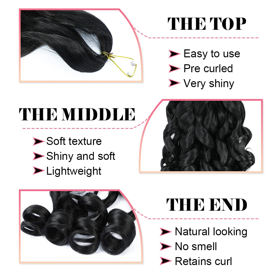French Curly Braiding Hair 24 Inch 6 Packs Black Loose Wave Bouncy Crochet Hair Pre Stretched 100G/Pack Yaki Curly Braiding Hair for Black Women Hair Extensions (1B)