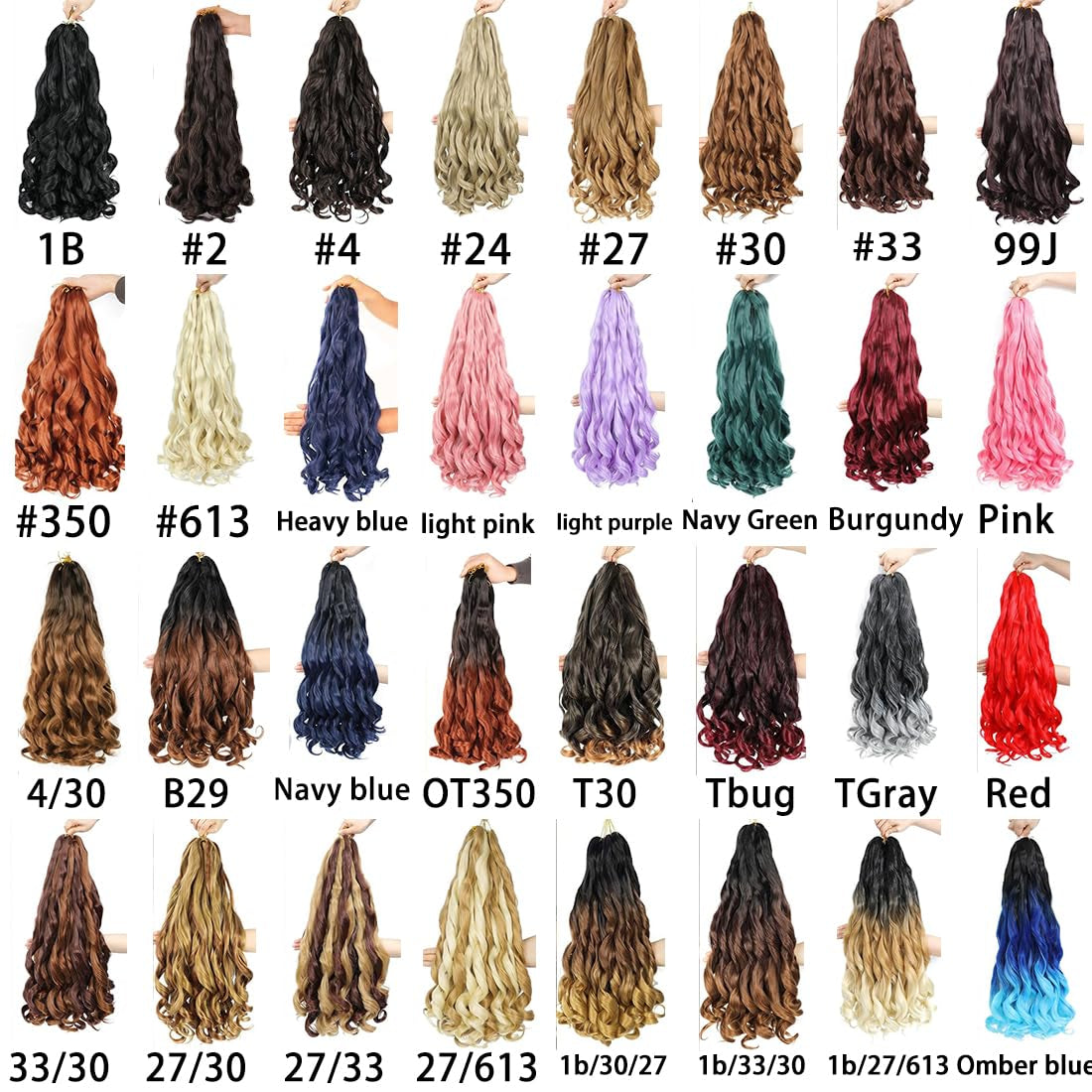 French Curly Braiding Hair 24 Inch 6 Packs Black Loose Wave Bouncy Crochet Hair Pre Stretched 100G/Pack Yaki Curly Braiding Hair for Black Women Hair Extensions (1B)