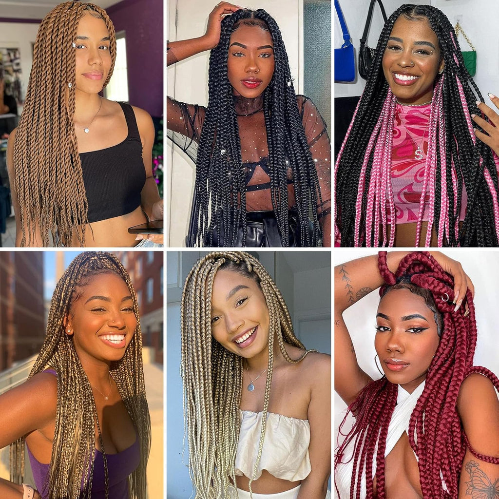 Braiding Hair Pre Stretched 22 Inch 8 Pack Long Professional Pre Stretched Hair for Braiding Soft Yaki Texture Hot Water Setting Synthetic Crochet Braids for Women Girls(22Inch,1B)